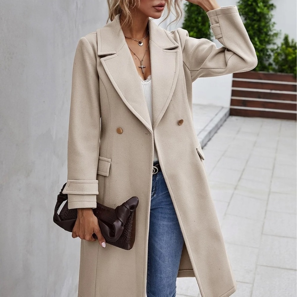 DOUBLE BUTTON LAPEL COLLAR COAT (6) M